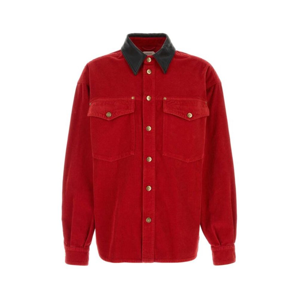 Versace Men Red Corduroy Shirt
